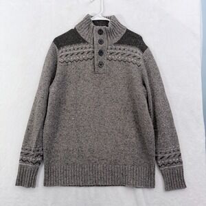 Vintage Alan Paine Sweater Mens L Gray Alpaca Wool Blend Stretch Knit Pullover